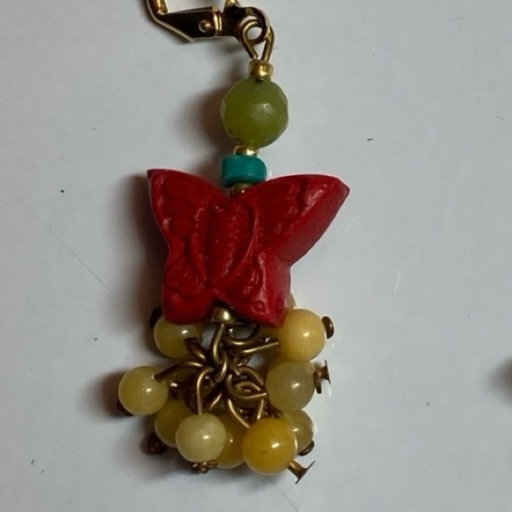 Dangle pierced earrings.